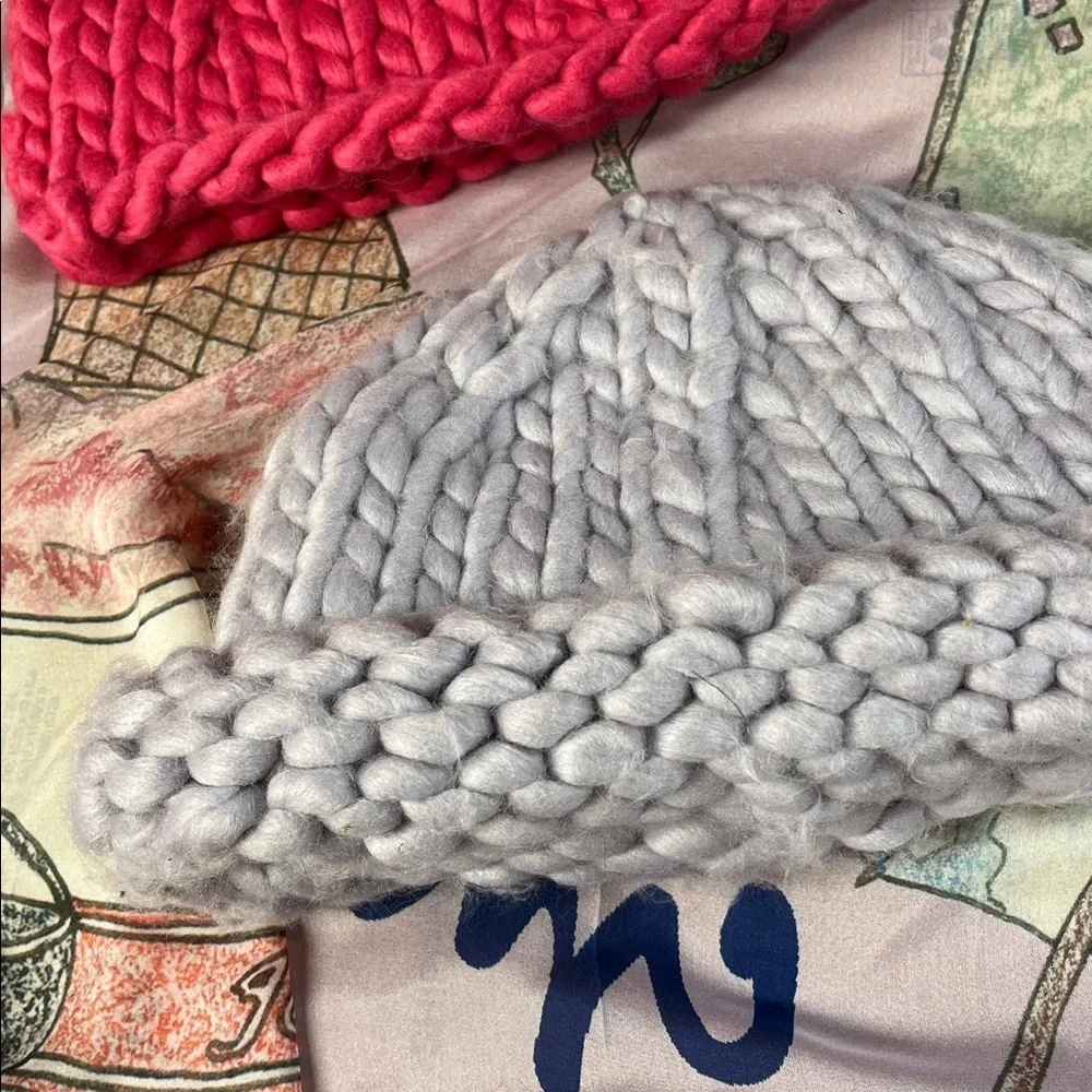 Free People Chunky Knit Beanie lilac Light Purple Wyeth New